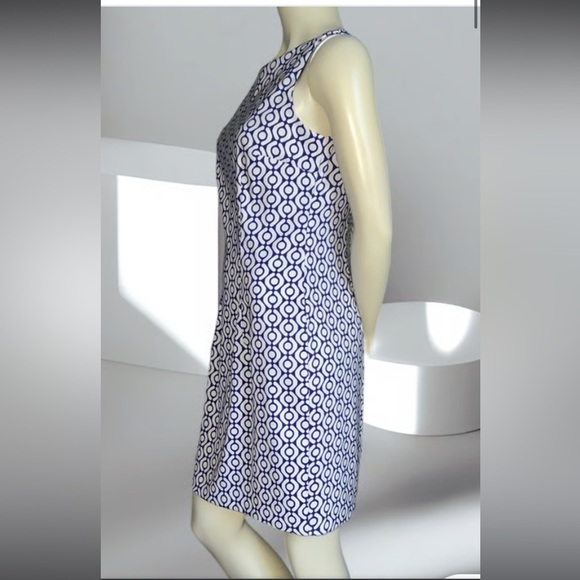 ALYX LIMITED |  women’s Above The Knee Blue White Print Geometric Dress | Size 4 - Picture 2 of 6